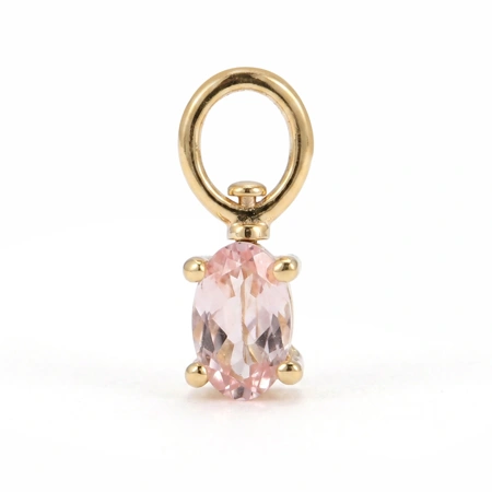 9KT Yellow Gold Oval Lab Grown Padparadscha Sapphire Charm