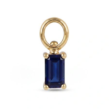 Yellow Gold 9KT Octagon Lab Grown Royal Blue Sapphire Charm