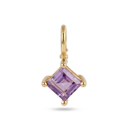 9KT Yellow Gold Square Lab Grown Alexandrite Gemstone Charm