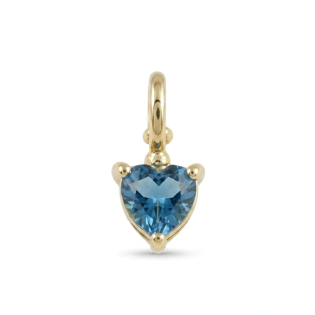 9KT Yellow Gold Heart Cut London Blue Topaz Gemstone Charm 9KT Yellow Gold Heart Cut London Blue Topaz Gemstone Charm