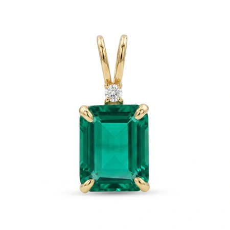 14Kt Yellow Gold Lab Grown Diamond Columbia Emerald Charm