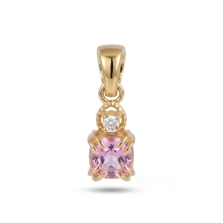Yellow Gold Lab Grown Padparadscha Sapphire Diamond Charm