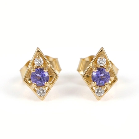 Bulk Tanzanite and Lab Grown Diamond Earrings 9kt Gold Bulk Tanzanite and Lab Grown Diamond Earrings 9kt Gold