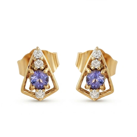Wholesale Tanzanite Lab Grown Diamond Earrings 9kt Gold Wholesale Tanzanite Lab Grown Diamond Earrings 9kt Gold