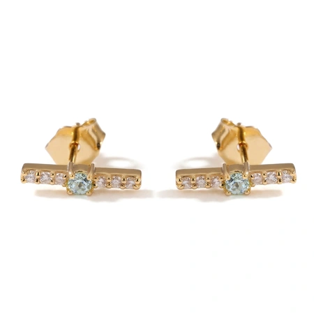 Lab Grown Diamond and Paraiba Tourmaline Yellow Gold Earrings Lab Grown Diamond and Paraiba Tourmaline Yellow Gold Earrings