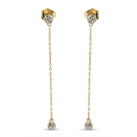 9Kt Yellow Gold Dangle Earrings with Lab Grown Diamond 9Kt Yellow Gold Dangle Earrings with Lab Grown Diamond