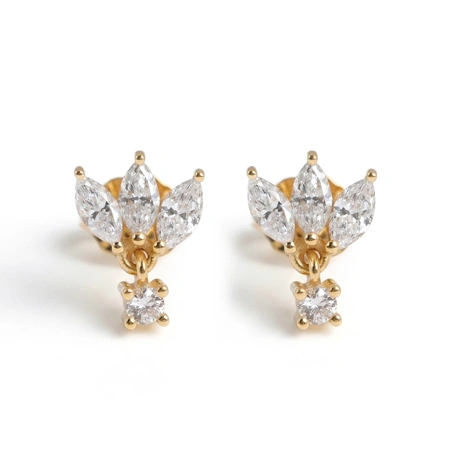 9Kt Yellow Solid Gold Earrings with Lab Grown Diamond 9Kt Yellow Solid Gold Earrings with Lab Grown Diamond