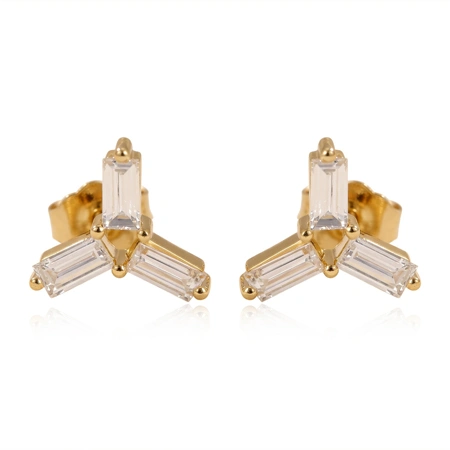 9Kt Yellow Gold Solid Earrings with Lab Grown Diamond 9Kt Yellow Gold Solid Earrings with Lab Grown Diamond