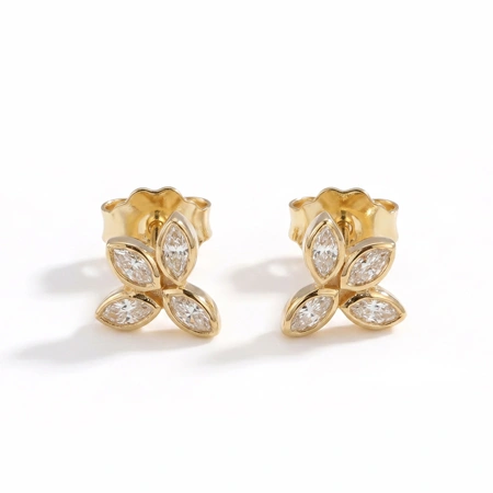 Lab Grown Diamond 9Kt Solid Yellow Gold Earrings Maker