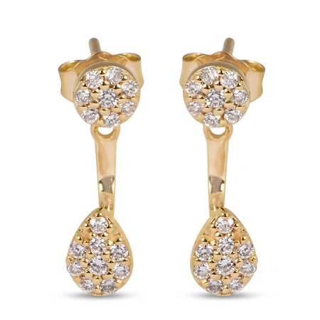 9 Kt Yellow Gold Earrings with Lab Grown Diamond Bulk