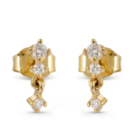 9Kt Solid Yellow Gold Studs Earrings with Lab Grown Diamond