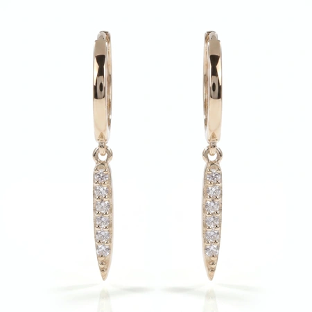 9Kt Solid Yellow Gold Huggies Earrings with Lab Grown Diamond 9Kt Solid Yellow Gold Huggies Earrings with Lab Grown Diamond