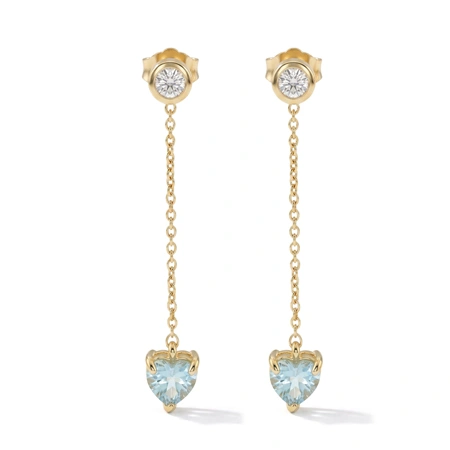 Lab Paraiba Tourmaline Diamond Gold Threader Earrings Lab Paraiba Tourmaline Diamond Gold Threader Earrings