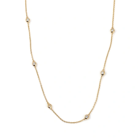 Solid Yellow Gold Chain Necklace with Lab Grown Diamond Solid Yellow Gold Chain Necklace with Lab Grown Diamond