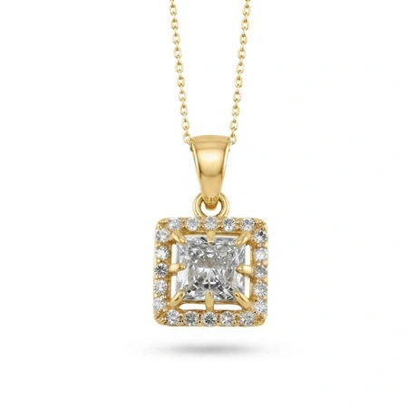 9Kt Solid Yellow Gold Necklace with Lab Grown Diamond