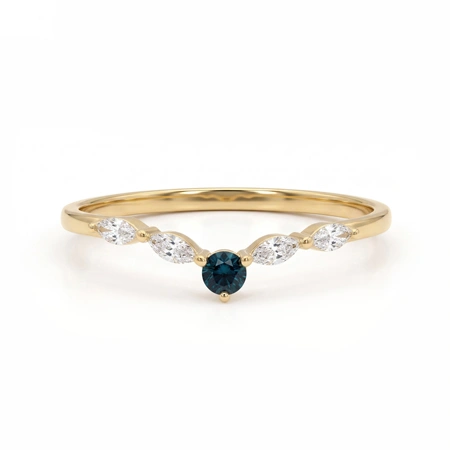London Blue Topaz Yellow Gold Ring with Lab Grown Diamond