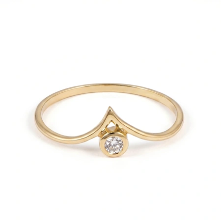 Elegant 9Kt Solid Yellow Gold Ring with Lab Grown Diamond Elegant 9Kt Solid Yellow Gold Ring with Lab Grown Diamond