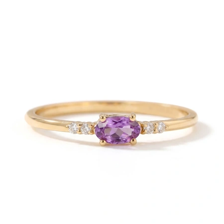 18Kt Yellow Gold Ring with Lab Grown Alexandrite, Diamond 18Kt Yellow Gold Ring with Lab Grown Alexandrite, Diamond