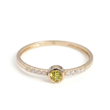 Yellow Gold Ring with Lab Grown Diamond, Yellow Sapphire Yellow Gold Ring with Lab Grown Diamond, Yellow Sapphire