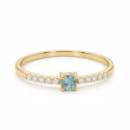 9Kt Gold Ring with Lab Grown Diamond, Paraiba Tourmaline 9Kt Gold Ring with Lab Grown Diamond, Paraiba Tourmaline