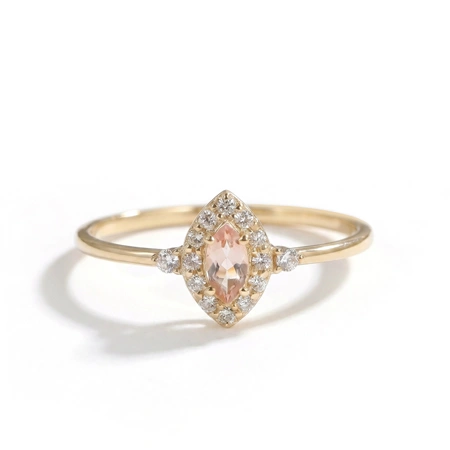 Gold Ring with Lab Grown Diamond and Padparadscha Sapphire Gold Ring with Lab Grown Diamond and Padparadscha Sapphire