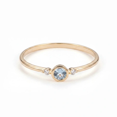 9Kt Yellow Gold Aquamarine Ring with Lab Grown Diamond 9Kt Yellow Gold Aquamarine Ring with Lab Grown Diamond