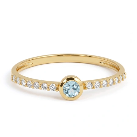 Yellow Gold Ring with Lab Grown Paraiba Tourmaline, Diamond Yellow Gold Ring with Lab Grown Paraiba Tourmaline, Diamond