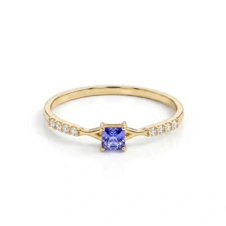 Tanzanite 9Kt Yellow Gold Ring with Lab Grown Diamond Tanzanite 9Kt Yellow Gold Ring with Lab Grown Diamond