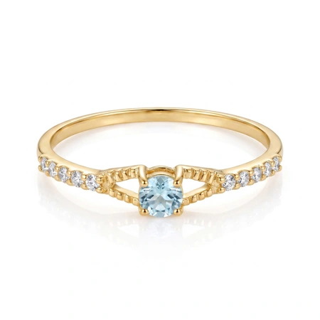 18Kt Gold Ring with Lab Grown Diamond, Paraiba Tourmaline 18Kt Gold Ring with Lab Grown Diamond, Paraiba Tourmaline