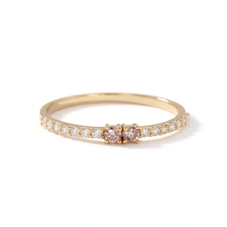 Solid Gold Ring Lab Grown Diamond and Padparadscha Sapphire