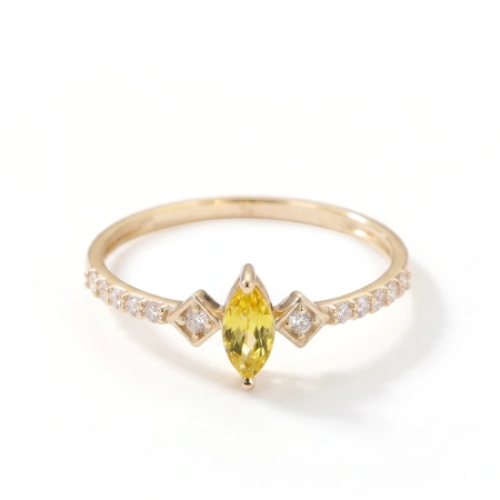 9Kt Solid Gold Ring Lab Grown Diamond and Yellow Sapphire 9Kt Solid Gold Ring Lab Grown Diamond and Yellow Sapphire