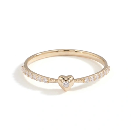 Yellow Gold Heart Ring Bulk with Lab Grown Diamond Yellow Gold Heart Ring Bulk with Lab Grown Diamond