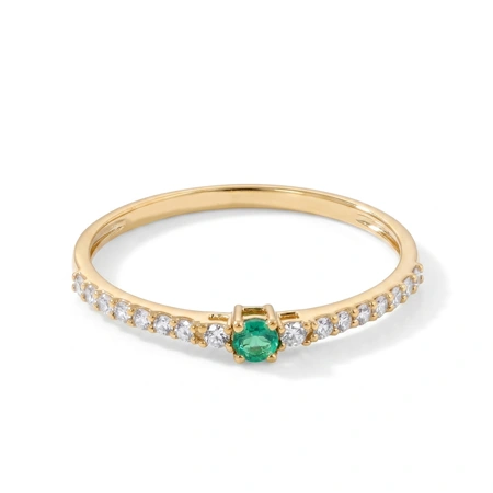 Lab Grown Columbia Emerald and Diamond Yellow Gold Ring