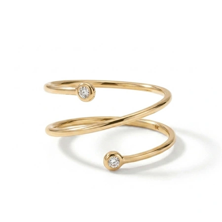 9Kt Yellow Gold Bypass Ring with Lab Grown Diamond