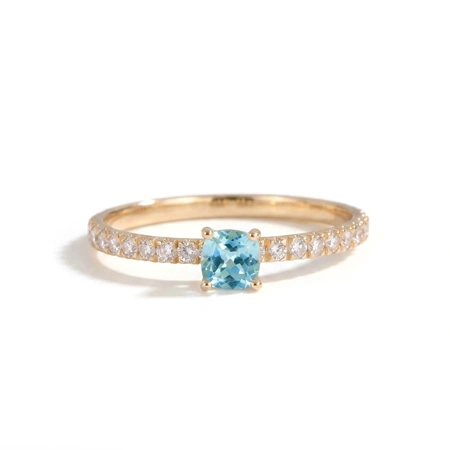 Lab Grown Diamond and Paraiba Tourmaline Solid Gold Ring Lab Grown Diamond and Paraiba Tourmaline Solid Gold Ring