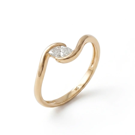 Handcrafted 9Kt Solid Yellow Gold Ring with Lab Grown Diamond Handcrafted 9Kt Solid Yellow Gold Ring with Lab Grown Diamond
