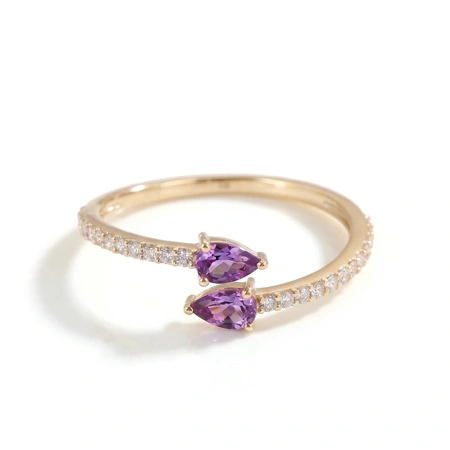 Handcrafted Gold Ring with Lab Grown Diamond, Alexandrite