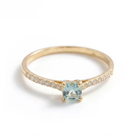 Lab Grown Diamond and Paraiba Tourmaline Gold Ring Lab Grown Diamond and Paraiba Tourmaline Gold Ring