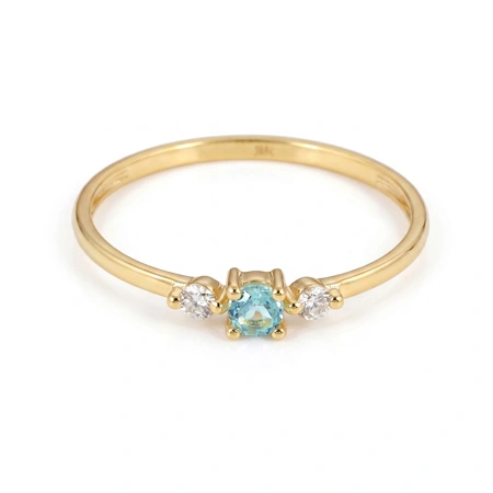 Lab Diamond and Paraiba Tourmaline 9Kt Yellow Gold Ring Lab Diamond and Paraiba Tourmaline 9Kt Yellow Gold Ring