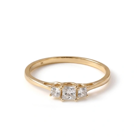 9 Karat Solid Gold Ring with Lab Grown Diamond