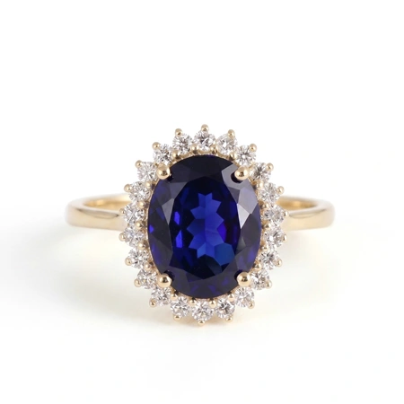 Gold Ring Lab Grown Diamond and Blue Sapphire Wholesale Gold Ring Lab Grown Diamond and Blue Sapphire Wholesale