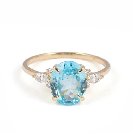 Lab Diamond and Paraiba Tourmaline 9 Karat Yellow Gold Ring Lab Diamond and Paraiba Tourmaline 9 Karat Yellow Gold Ring