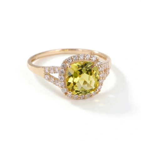 18Kt Gold Ring with Lab Grown Yellow Sapphire and Diamond