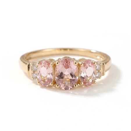 14Kt Gold Ring with Lab Grown Padparadscha Sapphire, Diamond 14Kt Gold Ring with Lab Grown Padparadscha Sapphire, Diamond