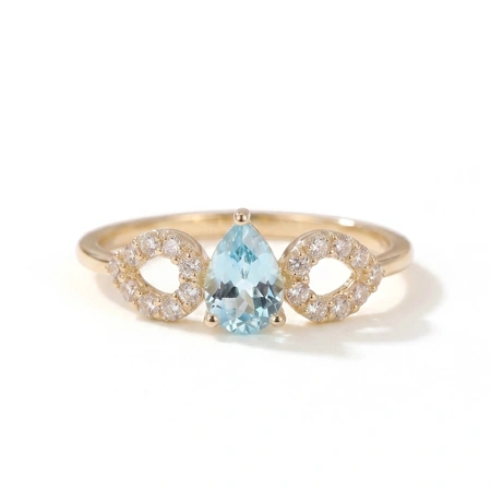 9Kt Gold Ring with Lab Grown Diamond and Paraiba Tourmaline