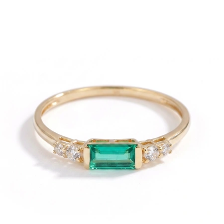 Lab Grown Diamond, Columbia Emerald Handcrafted Gold Ring
