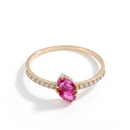 9Kt Gold Ring Lab Grown Diamond and Hot Pink Tourmaline 9Kt Gold Ring Lab Grown Diamond and Hot Pink Tourmaline