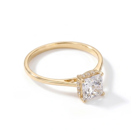 Lab Grown Diamond 9Kt Yellow Gold Solitaire Ring Handcrafted