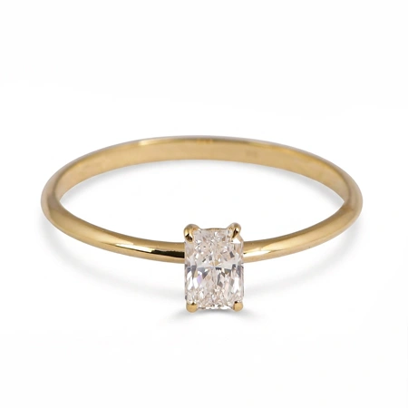 Lab Grown Diamond Handcrafted Solitaire Yellow Gold Ring