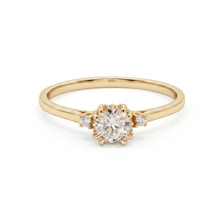 Handcrafted Yellow Gold Solitaire Ring with Lab Diamond Handcrafted Yellow Gold Solitaire Ring with Lab Diamond